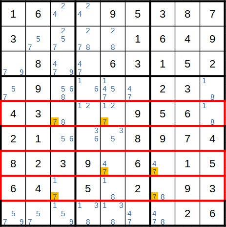 Beispiel 1_2 für Schwertfisch in Sudoku